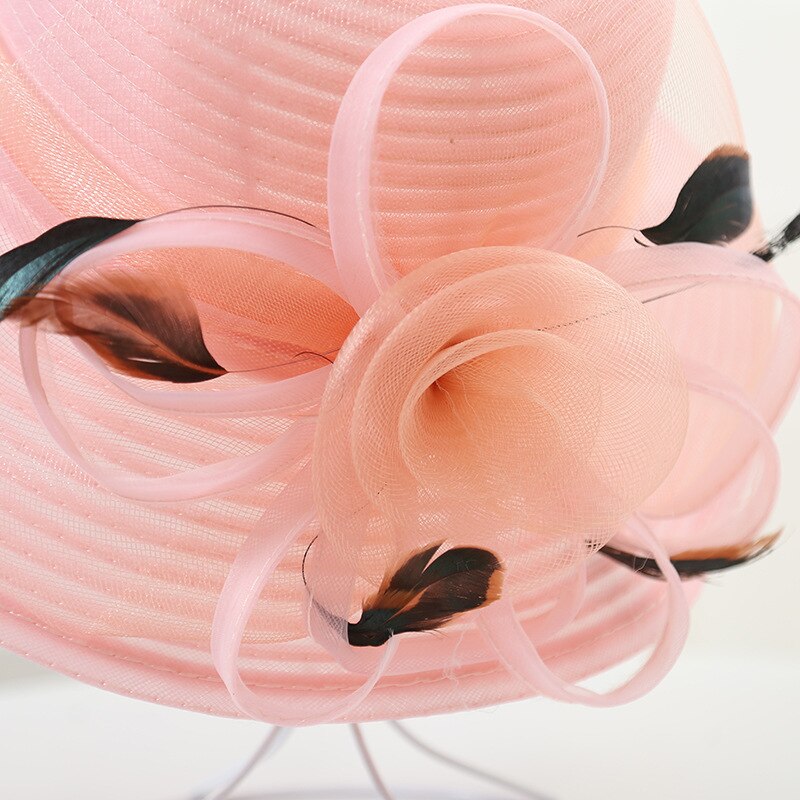 Verano de mujer de sombrero grande de cinta con flores de Floppy sombrero de sol de playa Kentucky Derby boda sombreros para Misa