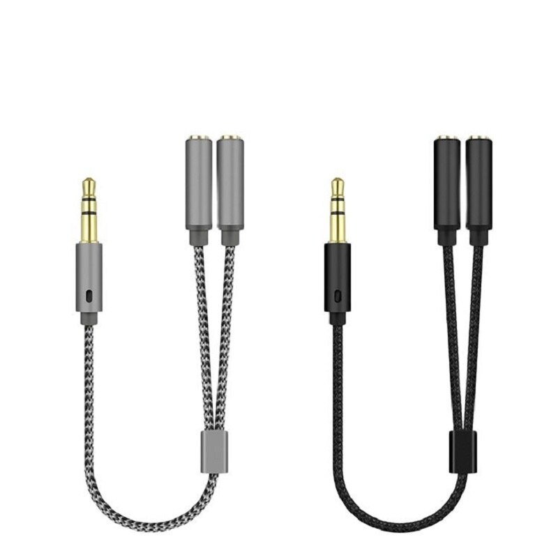 AUX Cable Jack 3.5MM Audio Cable Male to Double Female Stereo Audio Cable Nylon Braided Headphone Splitter Y Type Audio Cable
