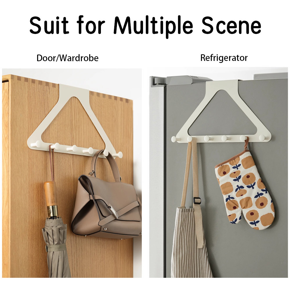 Gancho de puerta triangular montado en la pared, sin perforaciones, colgador sin rastro para abrigos, sombreros, bolsos y más.