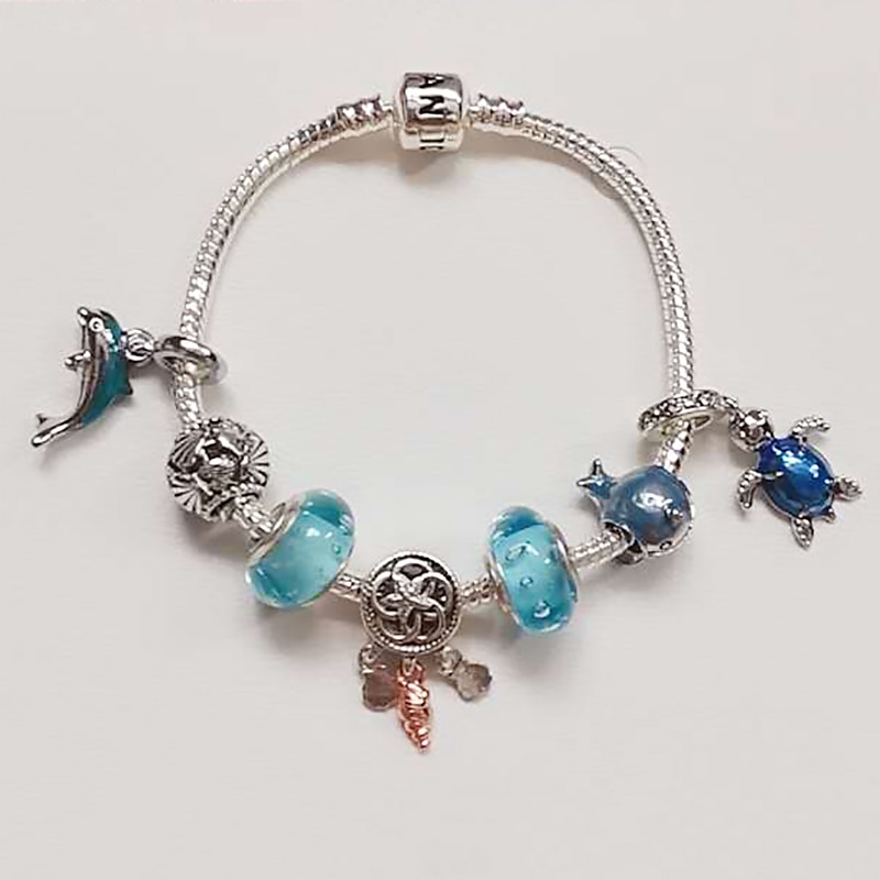 Ocean Series femmes bleu bracelet à breloques pendentif Bracelet bijoux à bricoler soi-même pour fille