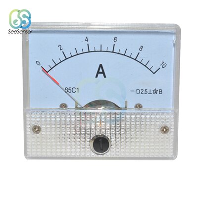 85C1-A DC Analog Amperemeter Panel Current Meter Gauge 5A 10A AMP Gauge Current Mechanical Ammeter: 0-10A