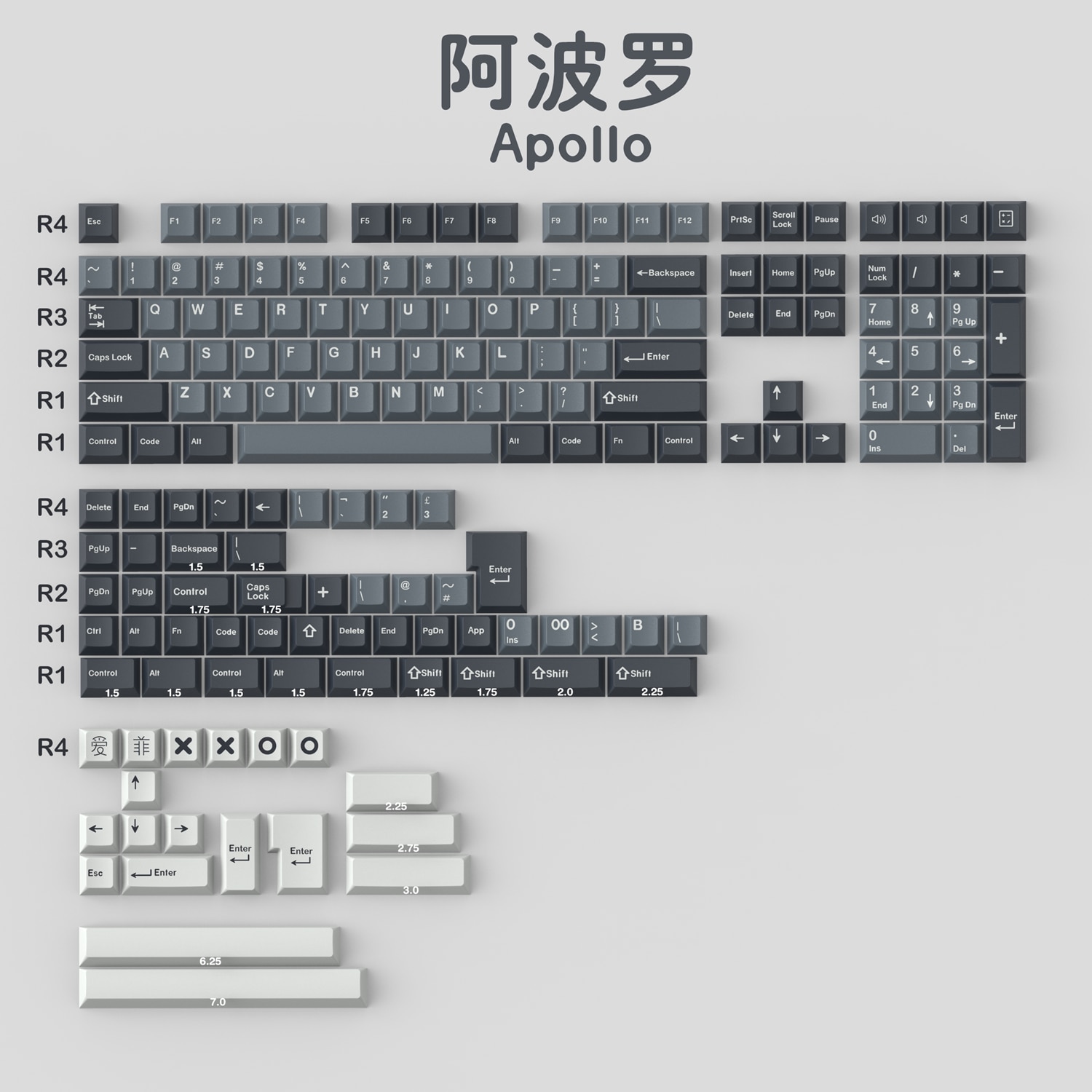 GMK Copy Monster/ Botanical/Blue Samurai 173 Key DOUBLE SHOT Cherry Profile Keycap For Mechanical Gaming Keyboard GMMK Pro: 173 Apollo