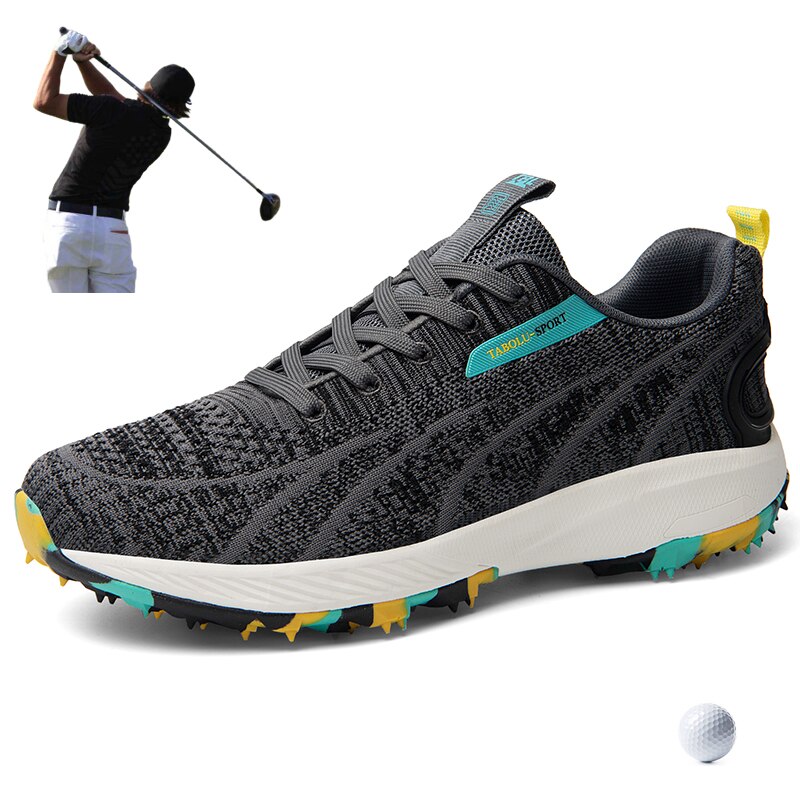 Men Golf Shoes Breathable Golf Training Sneakers for Men Lightweight Comfortable Golf Trainers Brand Sneakers: Gray / 8
