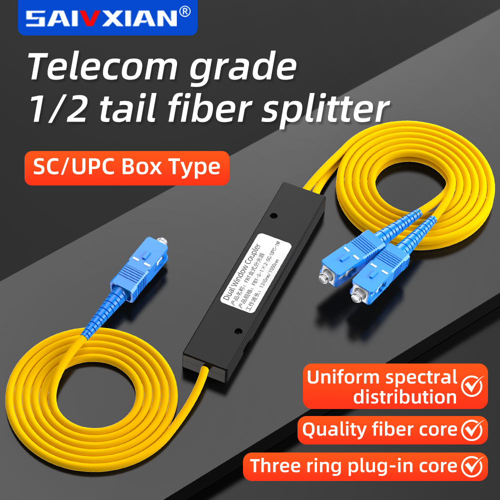 SAIVXIAN PLC Splitter SC A/UPC 1X2 PLC Singlemode Fiber Optische Splitter SC/UPC PCL Taper Type Splitter Computer Kabel Slee