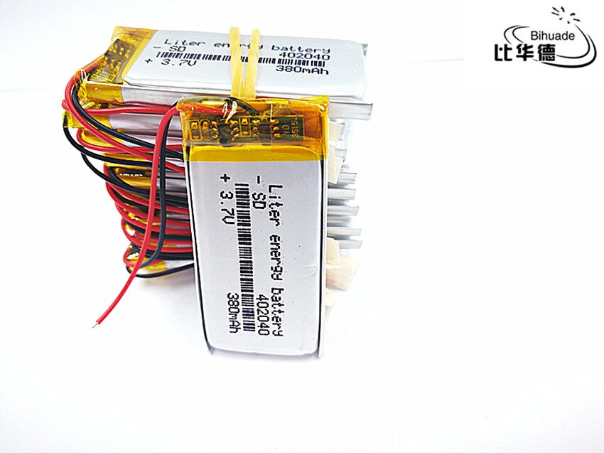 10x Lithium Polymer Battery 3.7V 380mAh 402040 Rechargeable for Power Bank, GPS, MP3/MP4