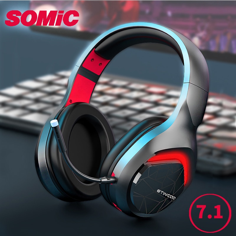 Somic GS301 Gaming Headset 7.1 Surround Sound Stereo Overhead Hoofdtelefoon Usb Microfoon Breathing Led Light Pc PS4 Gamer