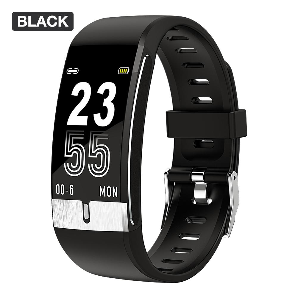 Reloj inteligente E66 con carga USB, podómetro Multideportivo, pulsera con monitoreo de temperatura: Black