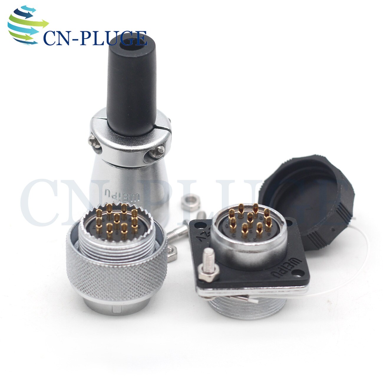 WEIPU WS20 serie, 2, 3, 4, 5, 6, 7, 9, 12 pin impermeable conector cuadrado conector de montura de Panel Industrial de macho y hembra IP67: 12pin