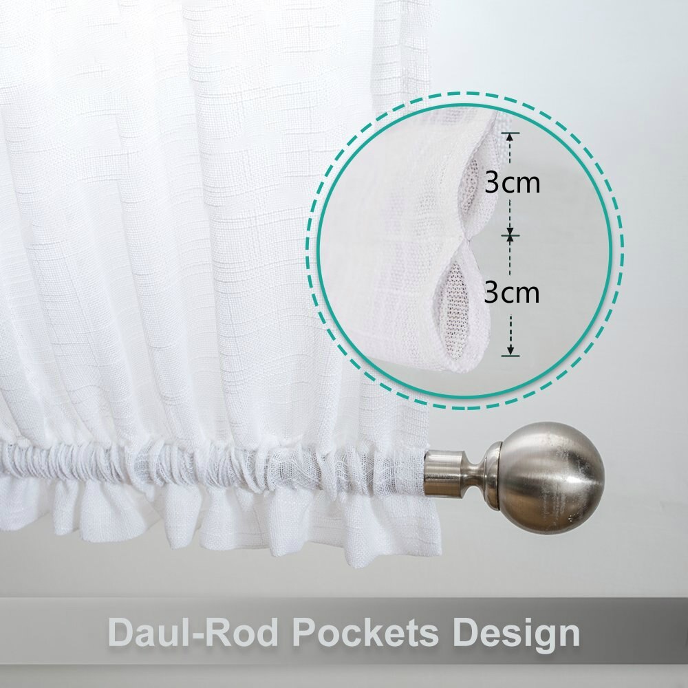 Linnen Geweven Franse Glazen Deur Gordijn Wit Sidelight Pure Gordijn Voor Voordeur Met Bonus Tieback Door Nicetown, 1 Paar