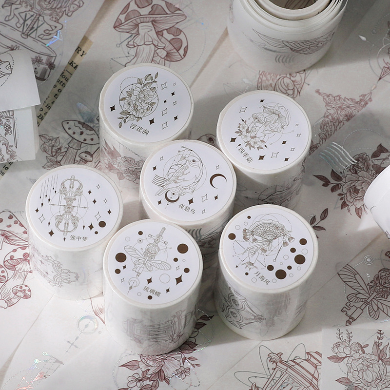 Cinta decorativa Vintage Washi Tape para decoración de fiestas, papel de aluminio Retro para manualidades Diy, álbum de recortes, envoltura de , planificador