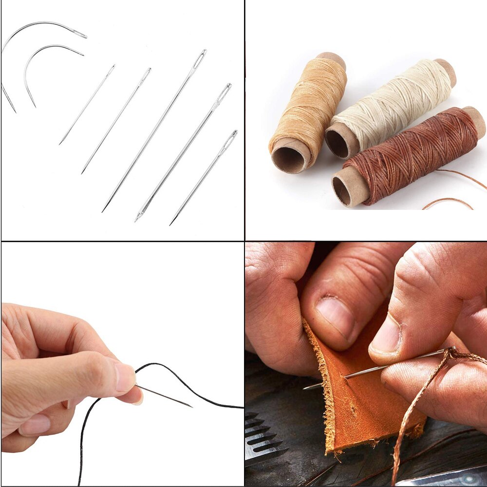 26Pcs Leer Naaien Reparatie Kit &amp; Naaien Priem &amp; Gewaxt Draad &amp; Leer Naald &amp; Rotary Cutter Voor Stof naaien Stiksels Craft