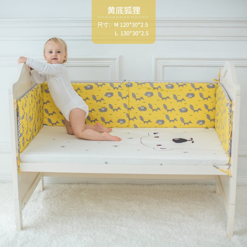 Baby Crib Beschermen Crib Bumpers Baby Bed Bumper Katoen Pasgeboren Afneembare Kinderbedje Protector Hek 120*30*2.5cm Kinderkamer Decor: Yellow fox