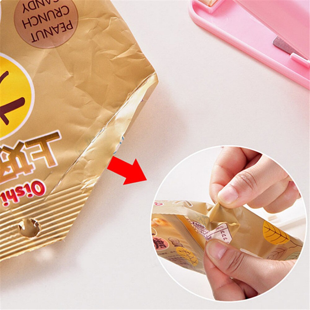 Bärbar minisealer hem värmepåse plast mat snacks påse förseglingsmaskin matförpackning kök förvaring påse clips