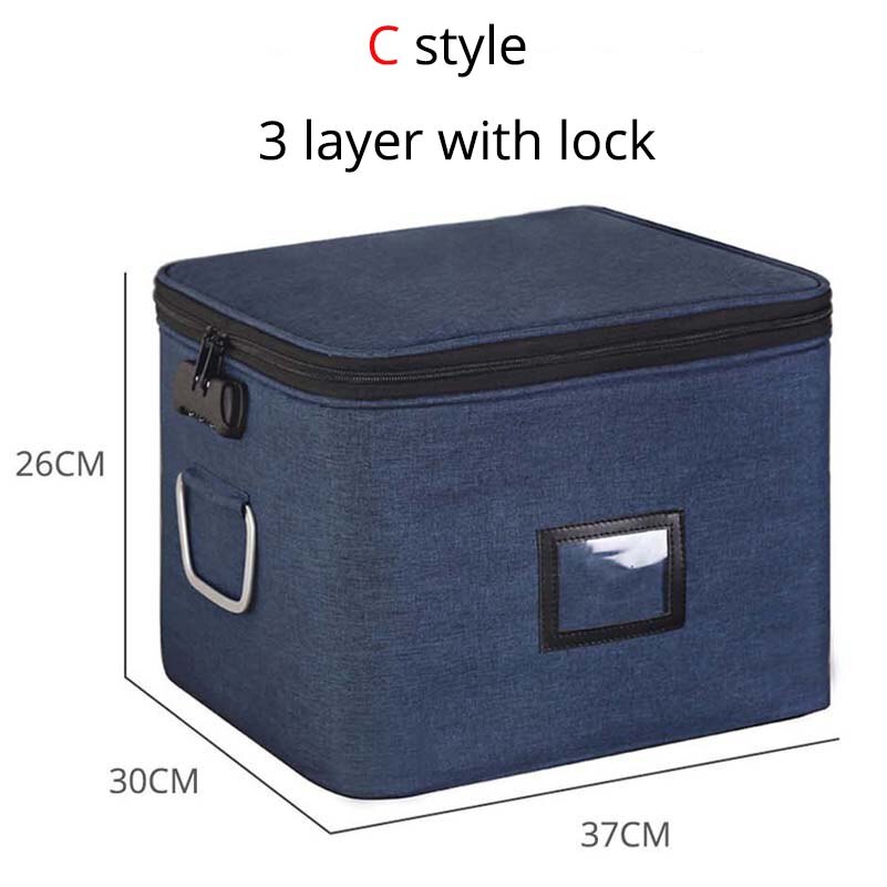Files Bag Briefcase Document Certificates Organizer Multilayer Large Capacity Travel Document Storage Bag Box Home Office Use: C-blue