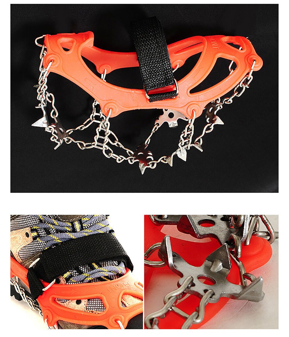 Ice Grippers - 18 Teeth - Anti-Slip Cleats for Boots - Hiking & Climbing
