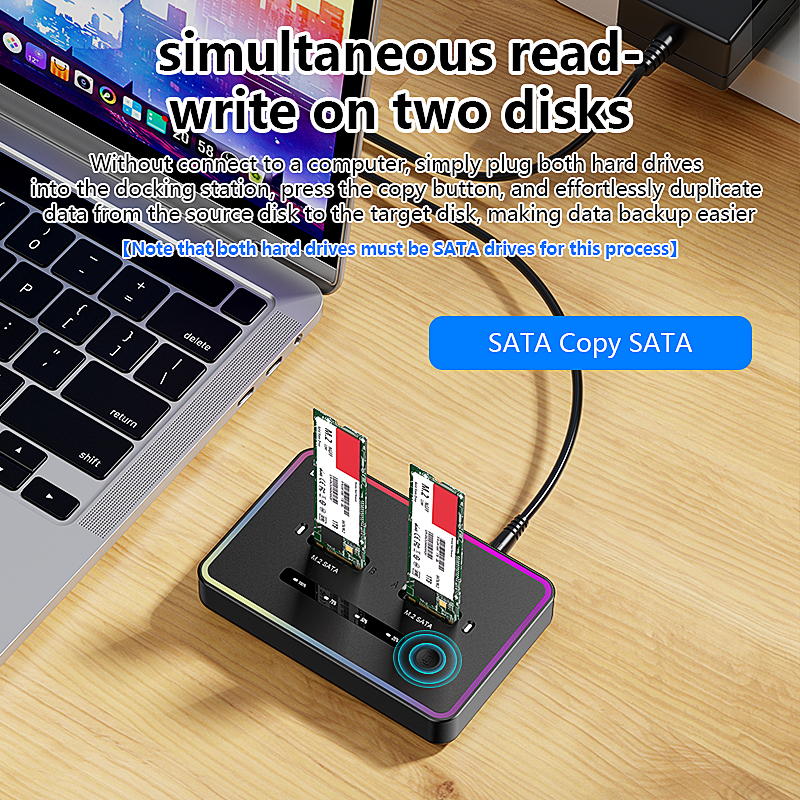 Blueendless  m 2 ssd-dockingstation med to bays, sata-duplikator, ssd med to bays, m2 .2 kabinet, sata 6 gbps, type c, usb 3.1 til ssd-harddisk