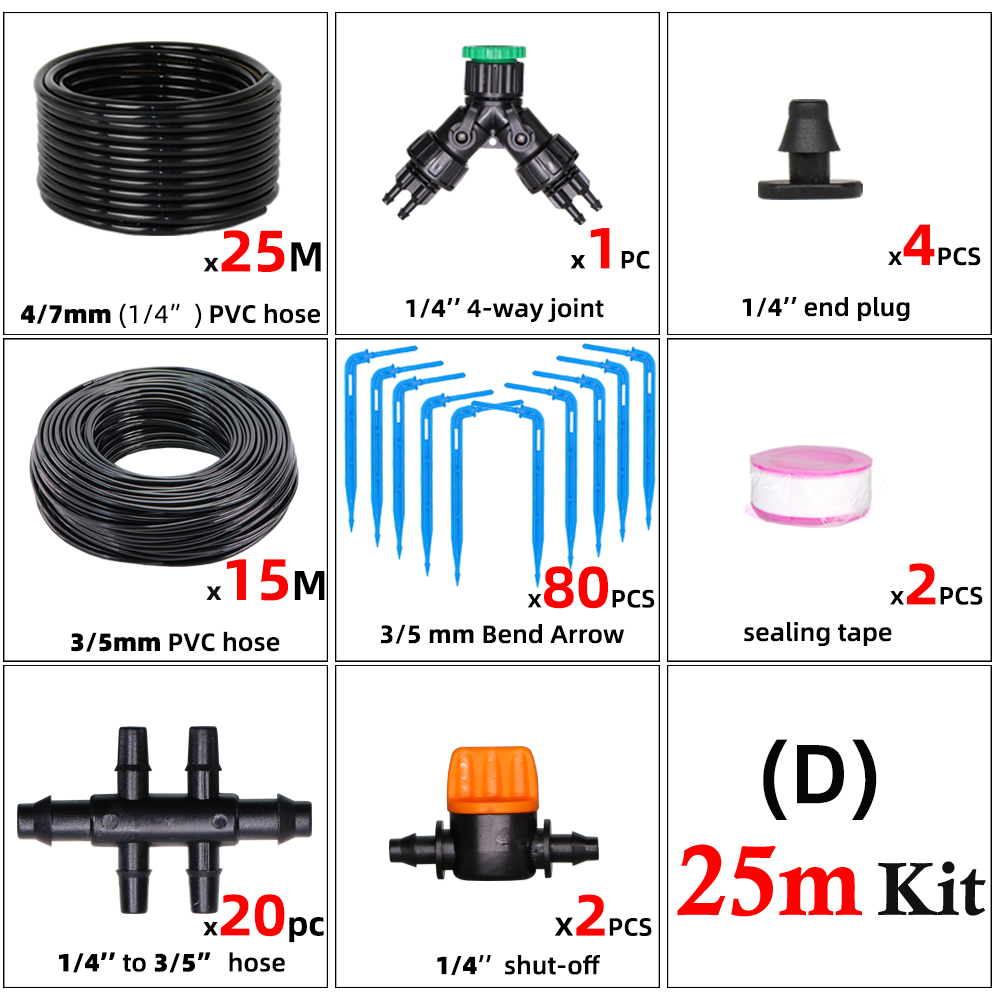 Tuin Automatische Druppelsysteem Kit 4/7-3/5 Mm 4-Manier Automatische Druipen Pijl Connector Geschikt Voor Plant watering: D