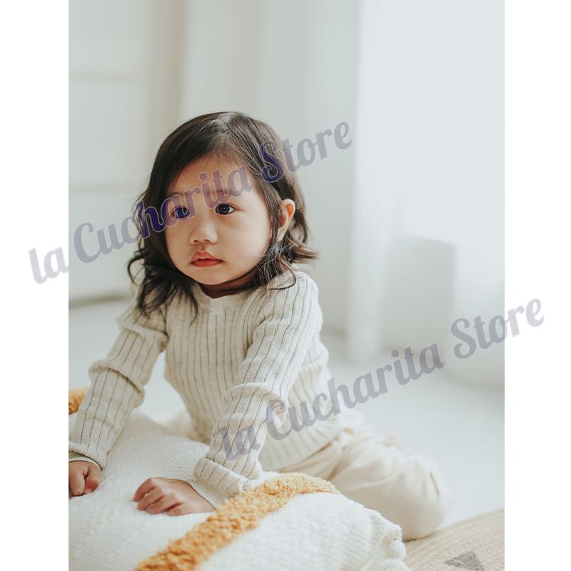 Autumn Winter Girls Boys Knitted Top Skinny Rib Loungewear Long Sleeve Sweater Tight-fitting Kids Solid Knitted Underwear Top