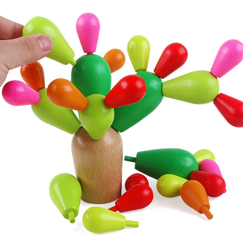 Wooden Prickly Pear Cactus Building Blocks Manual Assembly Insert Cactus Toy DIY Wooden Toy For Kids