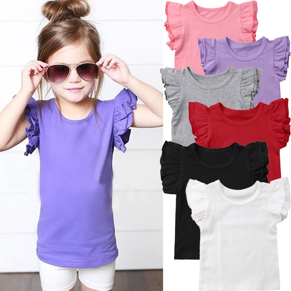 Zomer Kinderen T-shirt Casual Eenvoudige Baby Meisjes Zachte Katoenen Tops Kid Peuter Korte Mouwen T-shirts Kids Kleding 0-4T