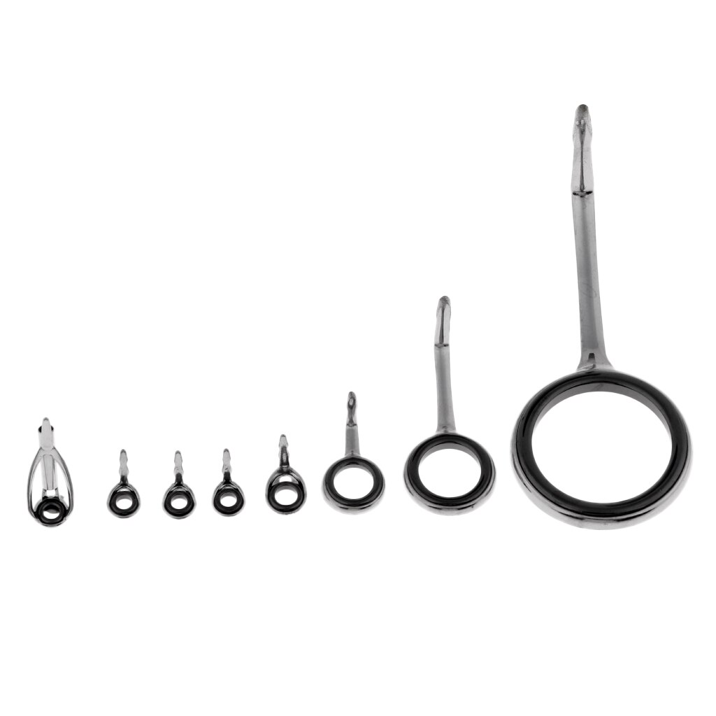 8 Pieces Fishing Rod Guides Tip Ring Spinning Telescopic Surf Casting Rod Guides 2mm 3.5mm 5.5mm 8.8mm 19.3mm Fishing Accessory
