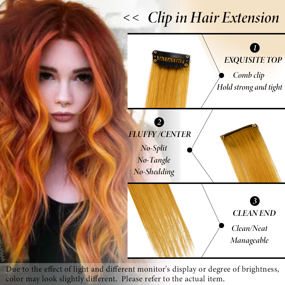 Synthetische 10 Stuks Steil Hair Extensions Clip In Haarstukjes 22 Inch Hightlight Kleurrijk Haar Voor Vrouwen Feest Cosplay