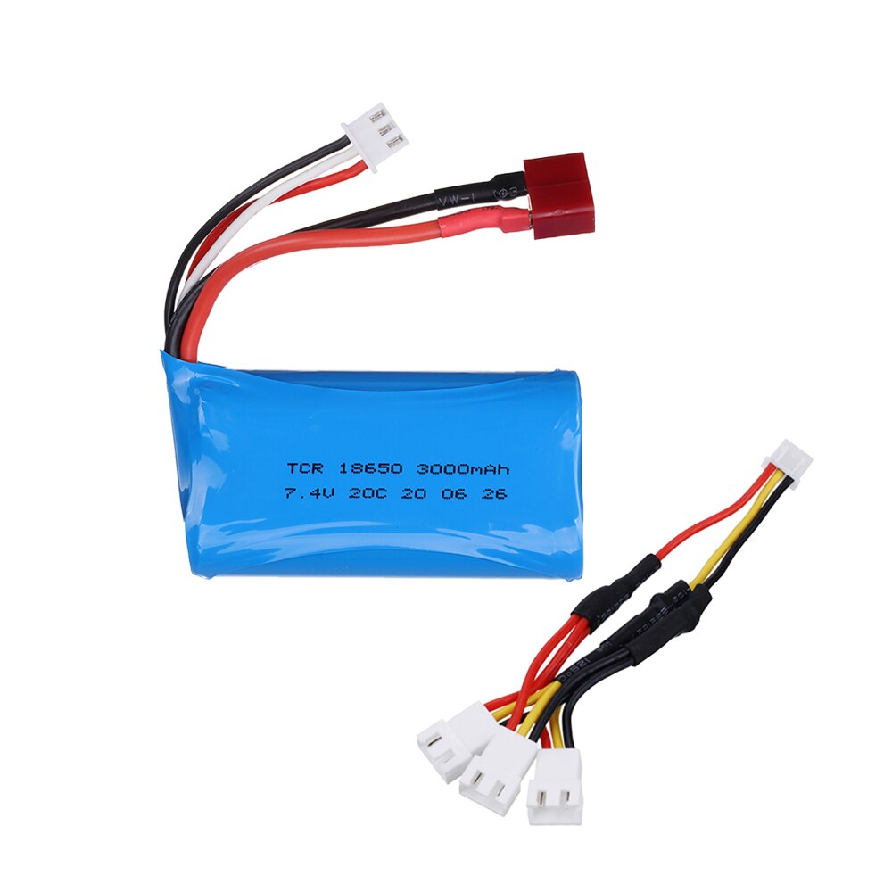 7.4V 3000MAH 18650 lipo Battery 20C 2S for Q46 Wltoys 10428 12428 12429 12423 FY-03 RC Car Parts charger 7.4 V 3000 MAH battery: 1pcs 3in1