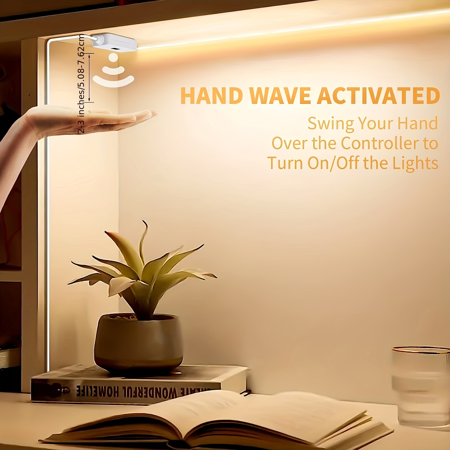 Hand Sweep LED Strip Lights 1M 2M 3M 5M LED Strip with Hand Sweep Motion Sensor Switch for Kitchen Stairs Wardrobe