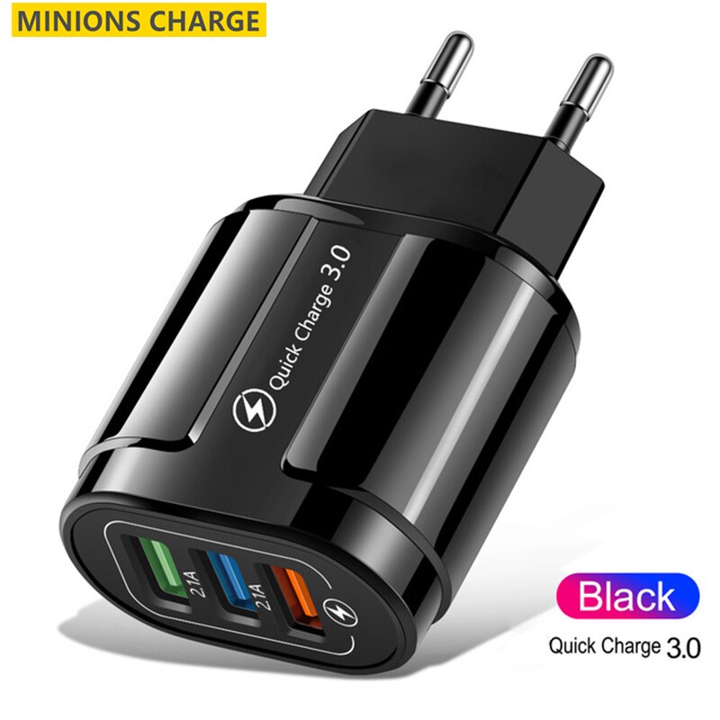 usb fast charger quick charge 3.0 4.0 universal wall mobile phone tablet chargers for iphone 11 samsung huawei charging charger: EU Black