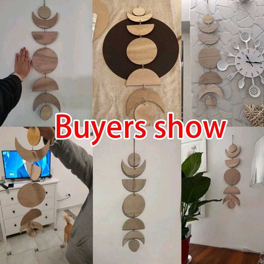 Houten maanfase slinger muur decor Ramadan decoratie Boho Home Decor slaapkamer woonkamer kinderkamer ornament decor ambachtelijke cadeau