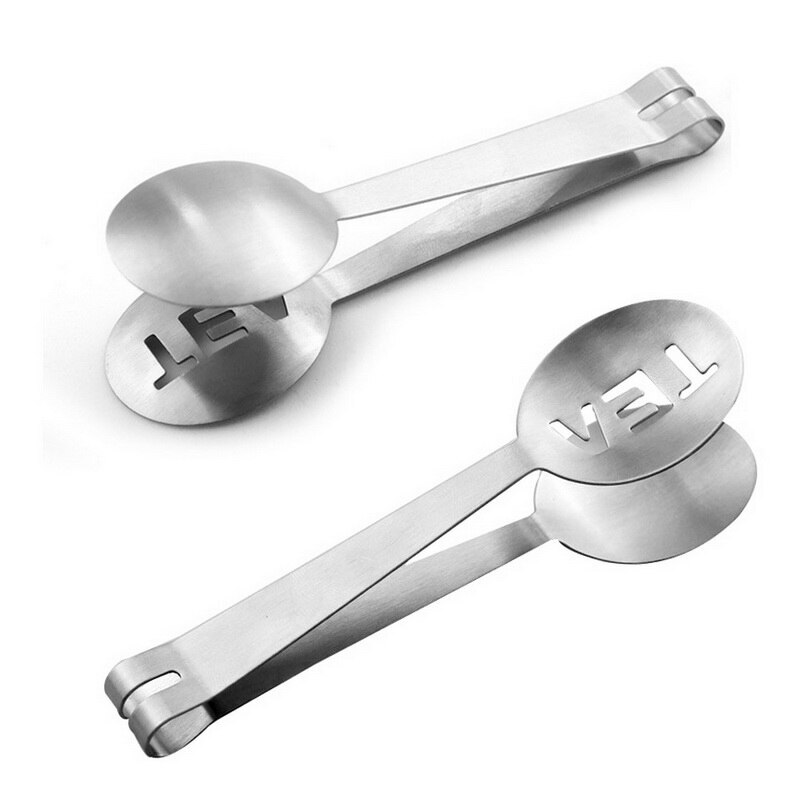 Rustfrit stål tepose tang mini klip te blad si genanvendelig tepose squeezer si holder greb metal ske.