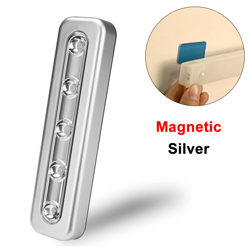 LED-kastlamp op batterijen, draadloos push-licht, magnetisch onder kast, kastverlichting voor keukengarderobe, slaapkamer, trap: Light Grey