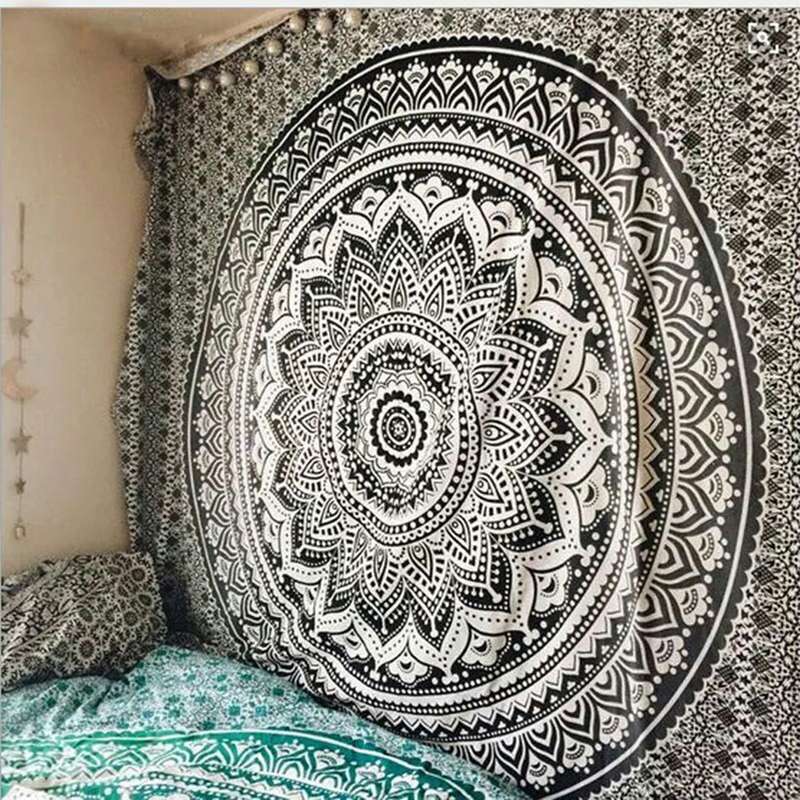Indien Mandala Wandteppich Hängen Macrame Wand Tuch Wandteppiche Psychedelic Nacht Sky Mond Wandteppich Teppich: B / L