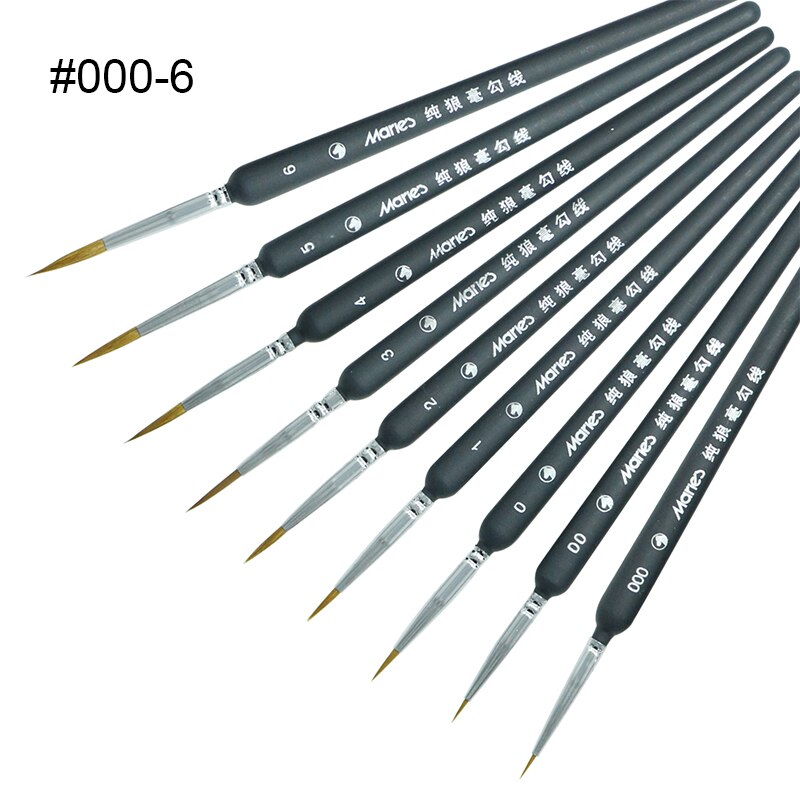 Juego de pinceles de línea de gancho, pinceles de pintura para acuarela, pintura al óleo de acrílico, delineador de dibujo, lápiz pincel para pintar, perfilador de gancho: 9pcs full set