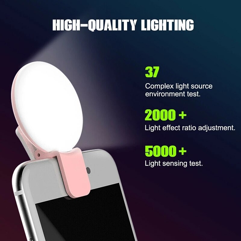 LED Ring Flash Universal Selfie Light Portable Mobile Phone 36 LEDS Selfie Lamp Luminous Ring Clip For iPhone 11 X XR Samsung