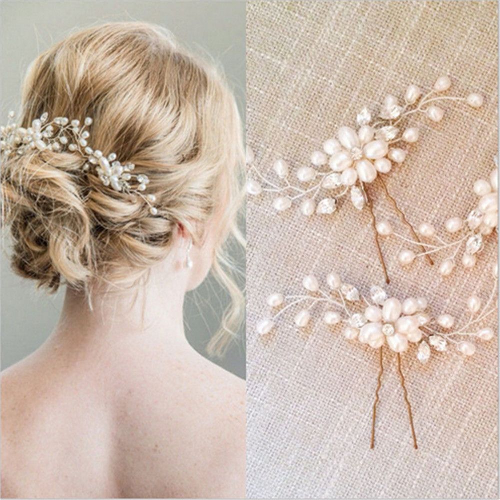 1 pc Bruiloft Haarspelden Bridal Pearl Flower Crystal Haar Pins Bruidsmeisje Kappers metal vrouwen girl haar Accessoires