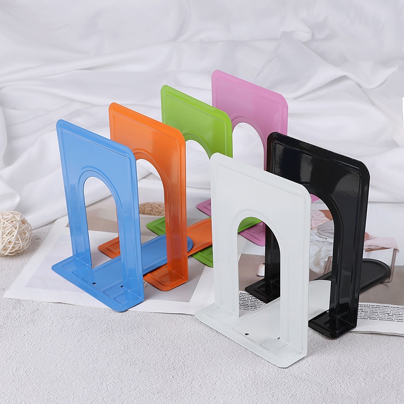 Sujetalibros metálico de estilo sencillo, soporte para libros en forma de L, organizador de escritorio, soporte para libros, papelería escolar, suministros de oficina