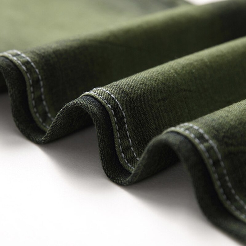 Pantalones vaqueros para hombre, Jeans elásticos verdes de talla grande, informales, rectos, de , clásicos, de , 2022
