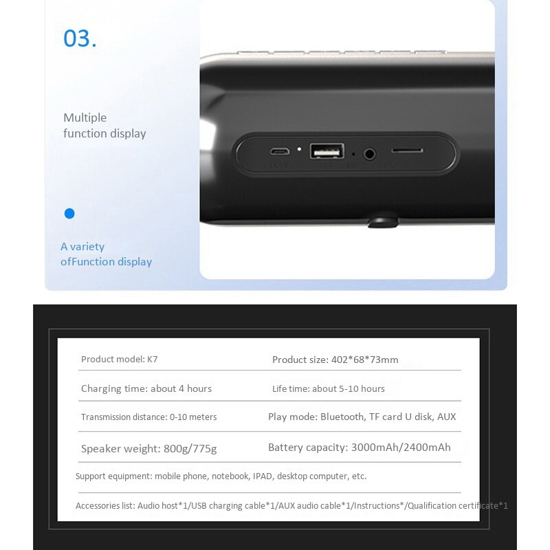 Mini Bar Speaker Clock Alarm Clock Dual Speakers Bluetooth Speakers B Sound Blaster