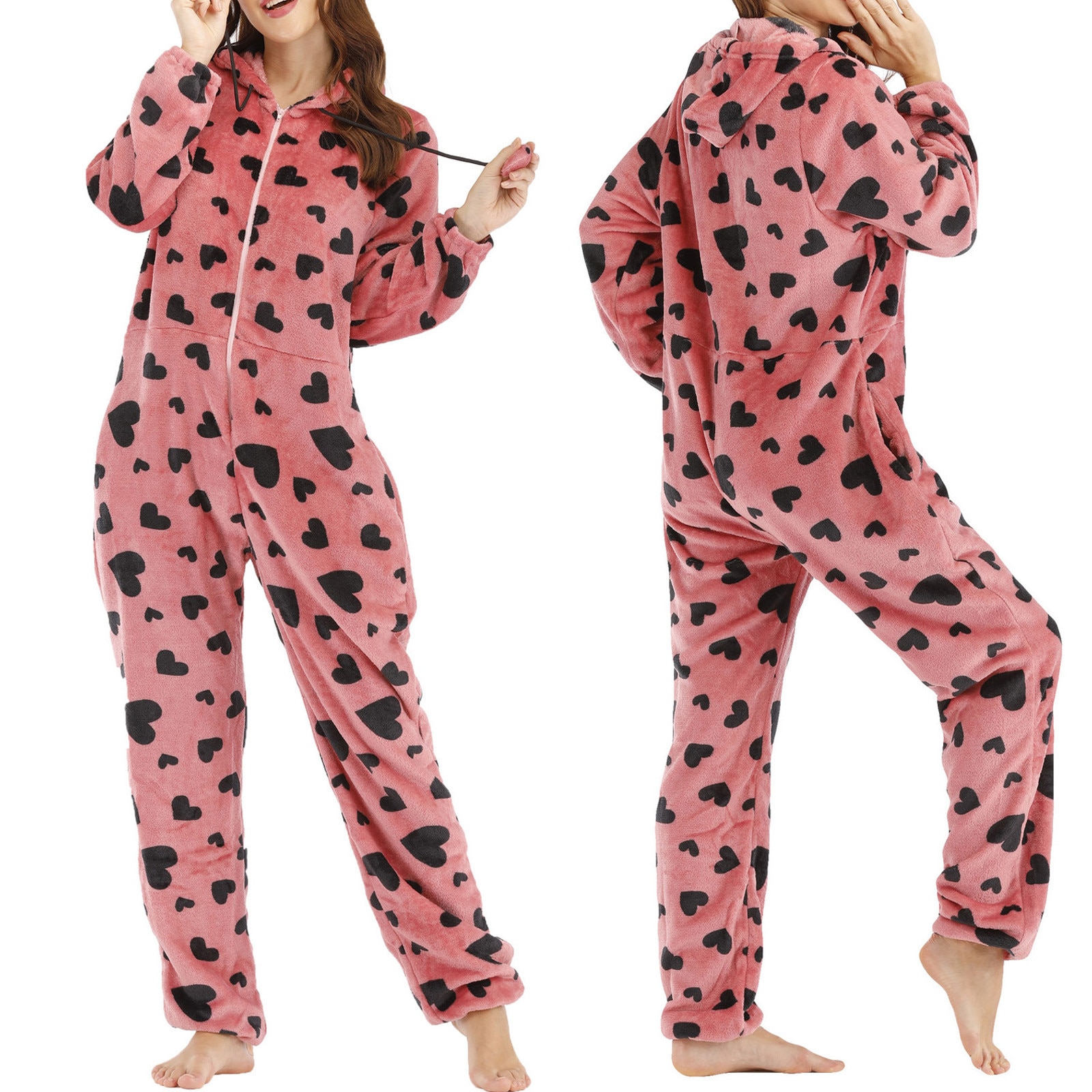 Pyjamas d'impression de noël femmes mignon body vêtements de nuit automne hiver flanelle polaire combinaison chaude vêtements de maison pour les femmes vêtements de nuit