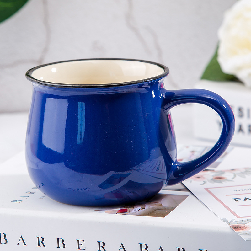 Hemmakontor retro te kaffe miljövänlig mugg keramik dricksmuggar keramik gravyr röda koppar: Blå