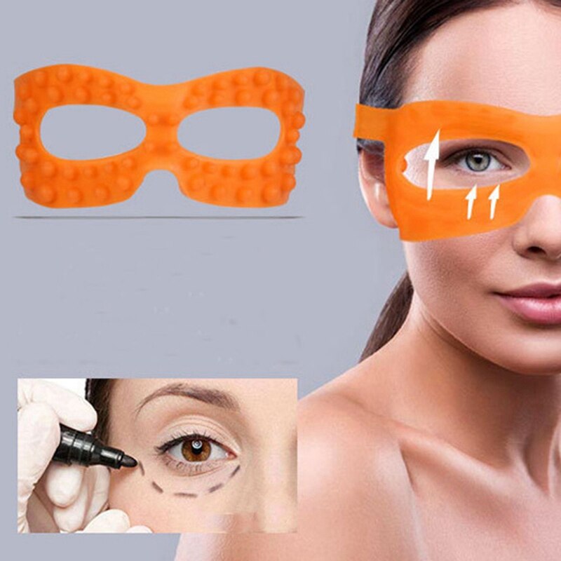 1Pc Oranje 3D Oogmasker Siliconen Vinger Druk Massage Oogmasker Cover Draai Eye Spier Rimpel Verwijderen