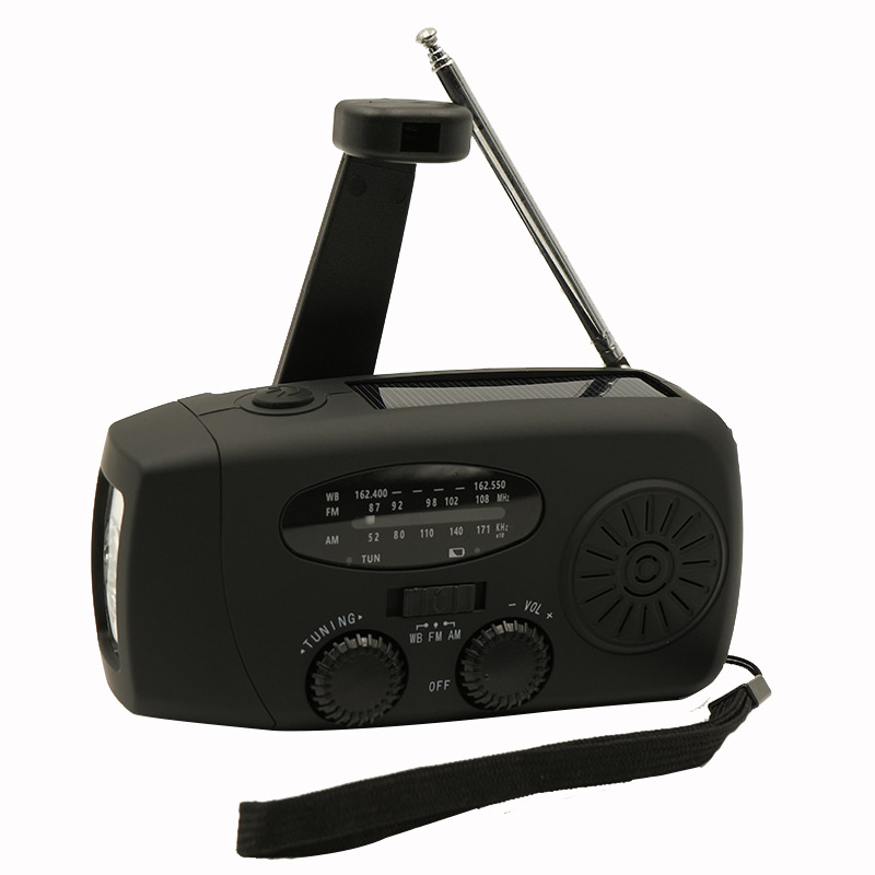 2000 mAh Radio awaryjne Wielofunkcyjne radio z korbą ręczną na energię słoneczną FM AM WB NOAA Radio pogodowe Ładowanie USB 3 latarki LED: Brązowy