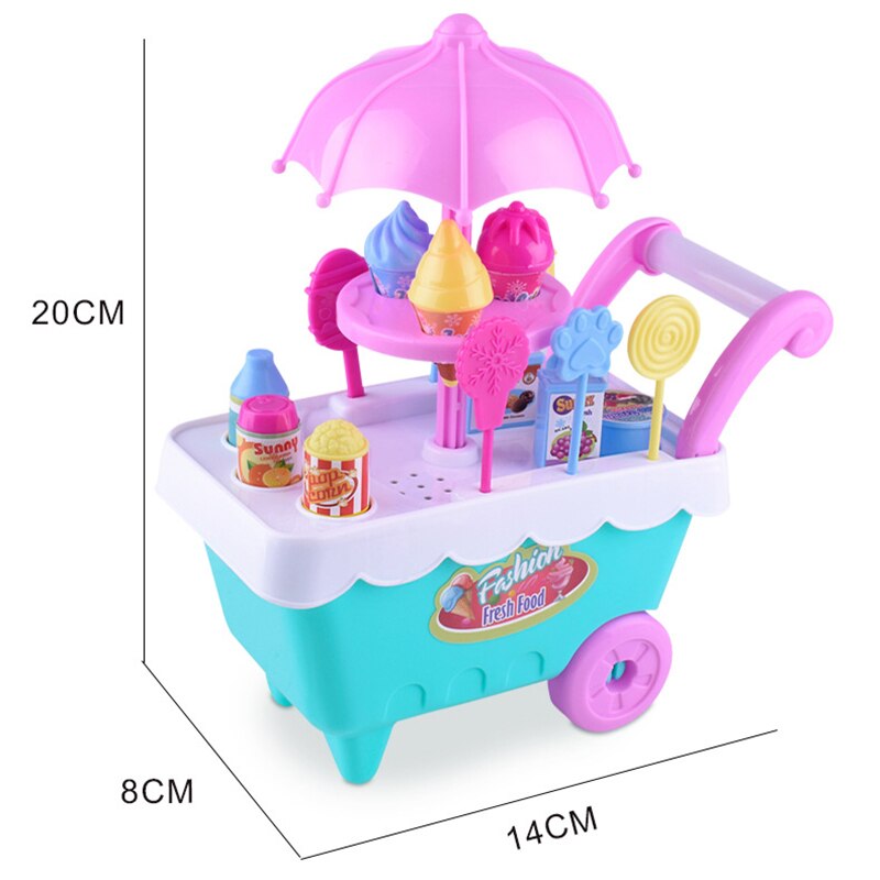 Simulatie Ijs Snacks Winkelwagen Candy Popcorn Melk Druif Sap Winkelwagen Puzzel Speelhuis Speelgoed Kinderen Meisje Verjaardag