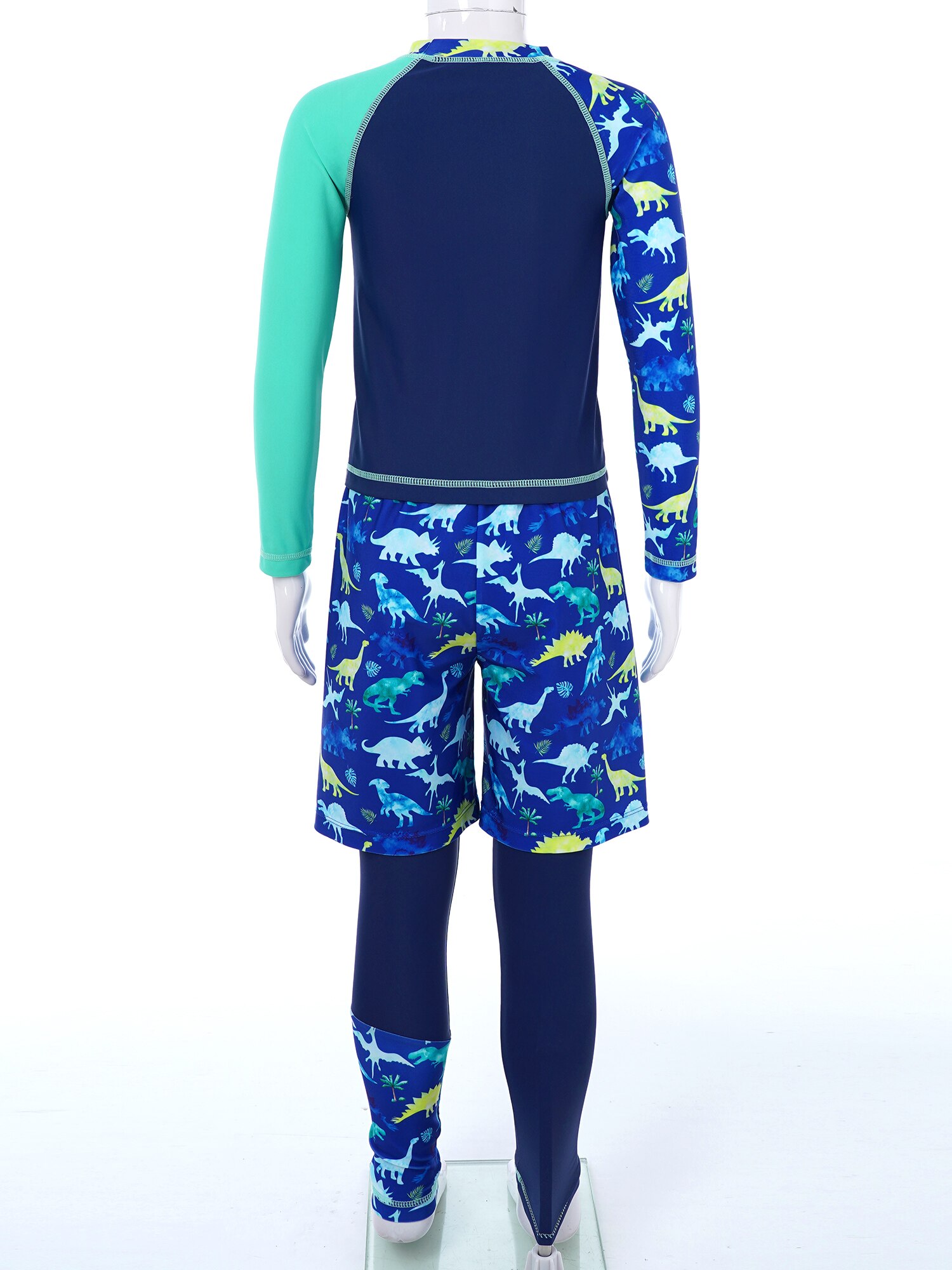 #6-16 Jaar Kinderen Jongens Rashguards Badpak Lange Mouwen Cartoon Dinosaurus Print Tops Broek En Shorts Badpakken strand Badmode