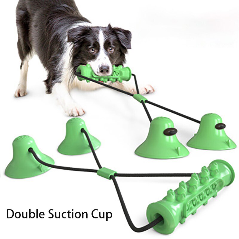 Tpr Hond Speelgoed Tandenborstel Kauwen Speelgoed Voor Honden Kleine Grote Puppy Speelgoed Sucker Speelgoed Tandjes Stok Speelgoed Hond Accessoires bijten Speelgoed: 2Suction Cup Green