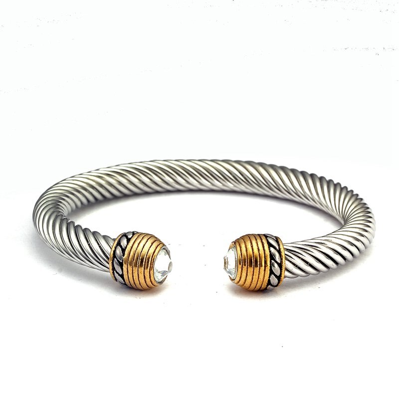 Unique Chain Link Braided Open Cuff Bangles Vintage Stainless Steel Sporty Men Women Charm Bracelets Pulsera de hombre: 07