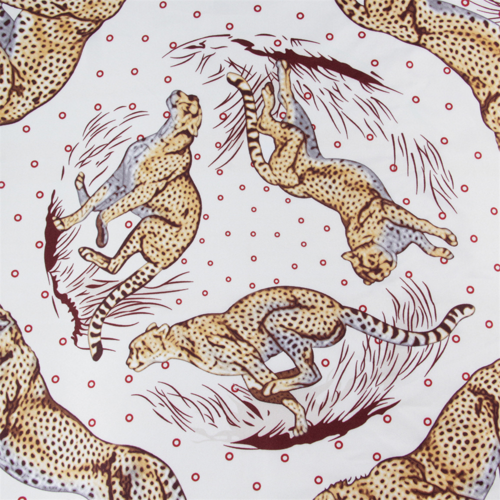 POBING-bufanda de sarga de seda enrollada a mano para mujer, bufandas cuadradas con doble estampado de leopardo, Echarpes Foulards, Hijab femenino de 90CM
