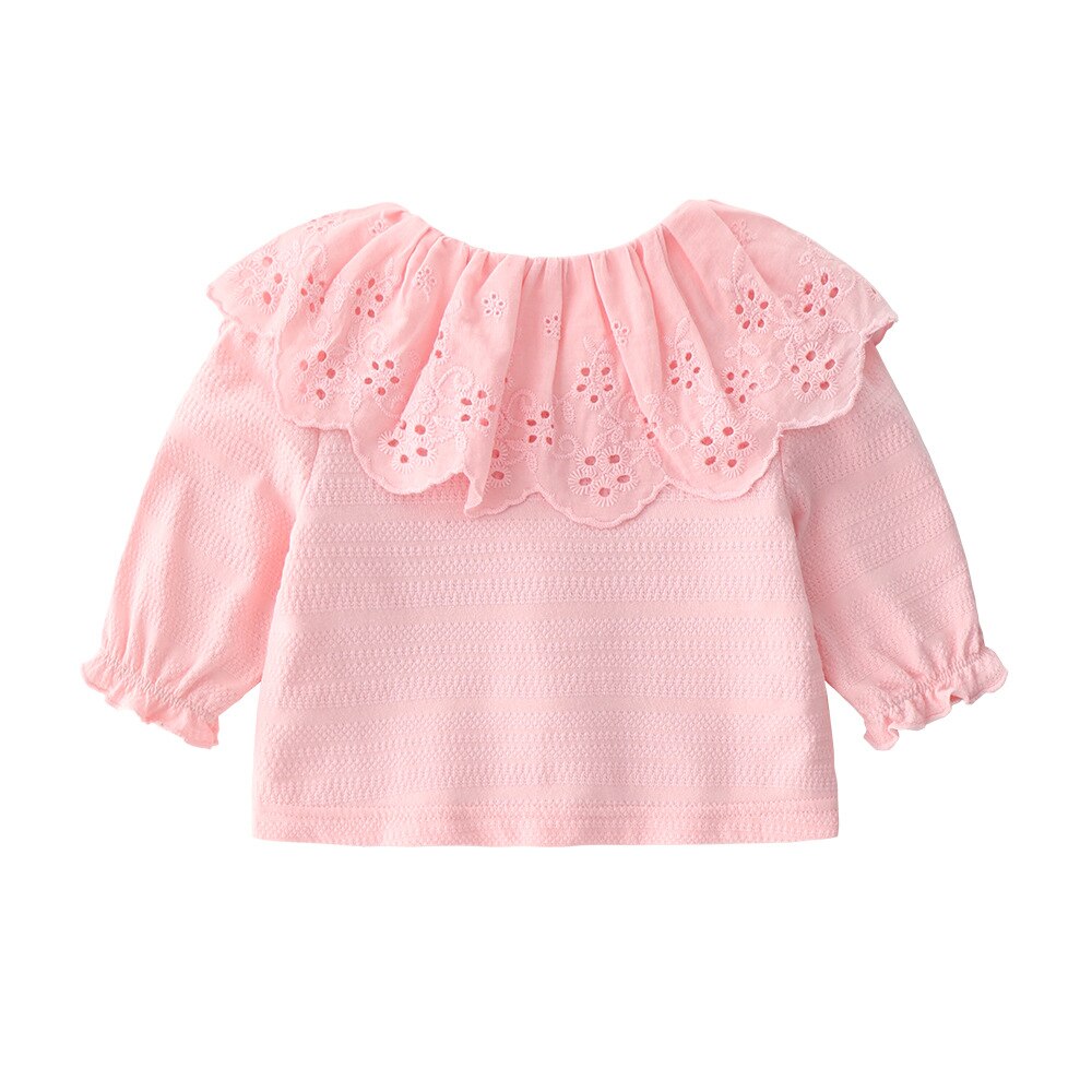 Geboren Baby Meisjes Lange Mouwen Kleding Baby Meisjes Roze Katoenen Tops 3-18 M Kinderen Meisje Kant kleding Lente Herfst Shirt