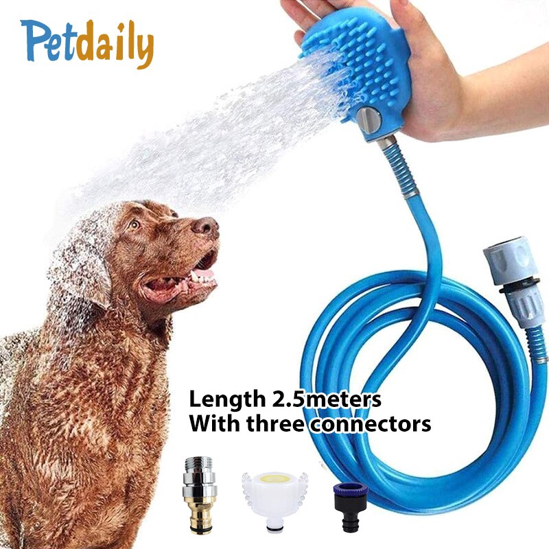 Pet Dog Bath Brush Outdoor Shower Sprayer And Scrubber Tool Dog Grooming Wash Bathing Tool With Hose And Shower Attachment